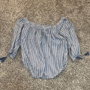 Old Navy Blue Striped Off-Shoulder Women's Top